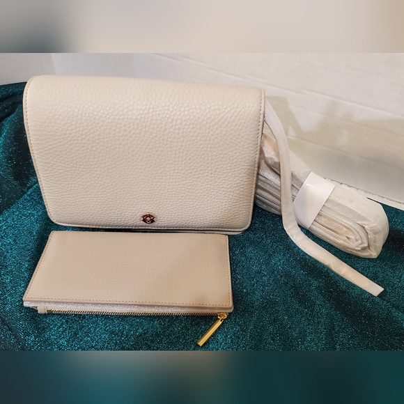 Dagne Dover Andra Crossbody Bag Bone Leather Pebbled New with Tags - Picture 2 of 10